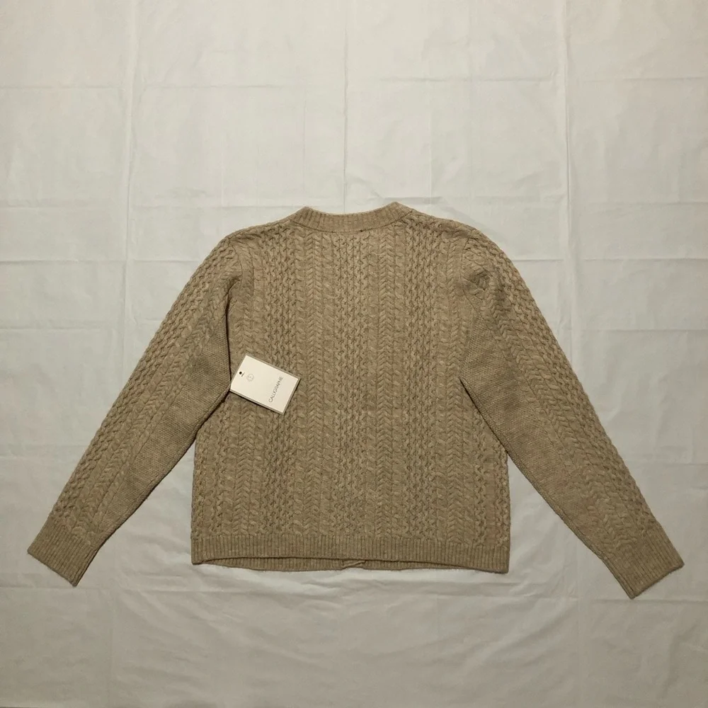 NWT Calligraphie Women’s Long Sleeve Pullover Knit Beige Cardigan Sweater S